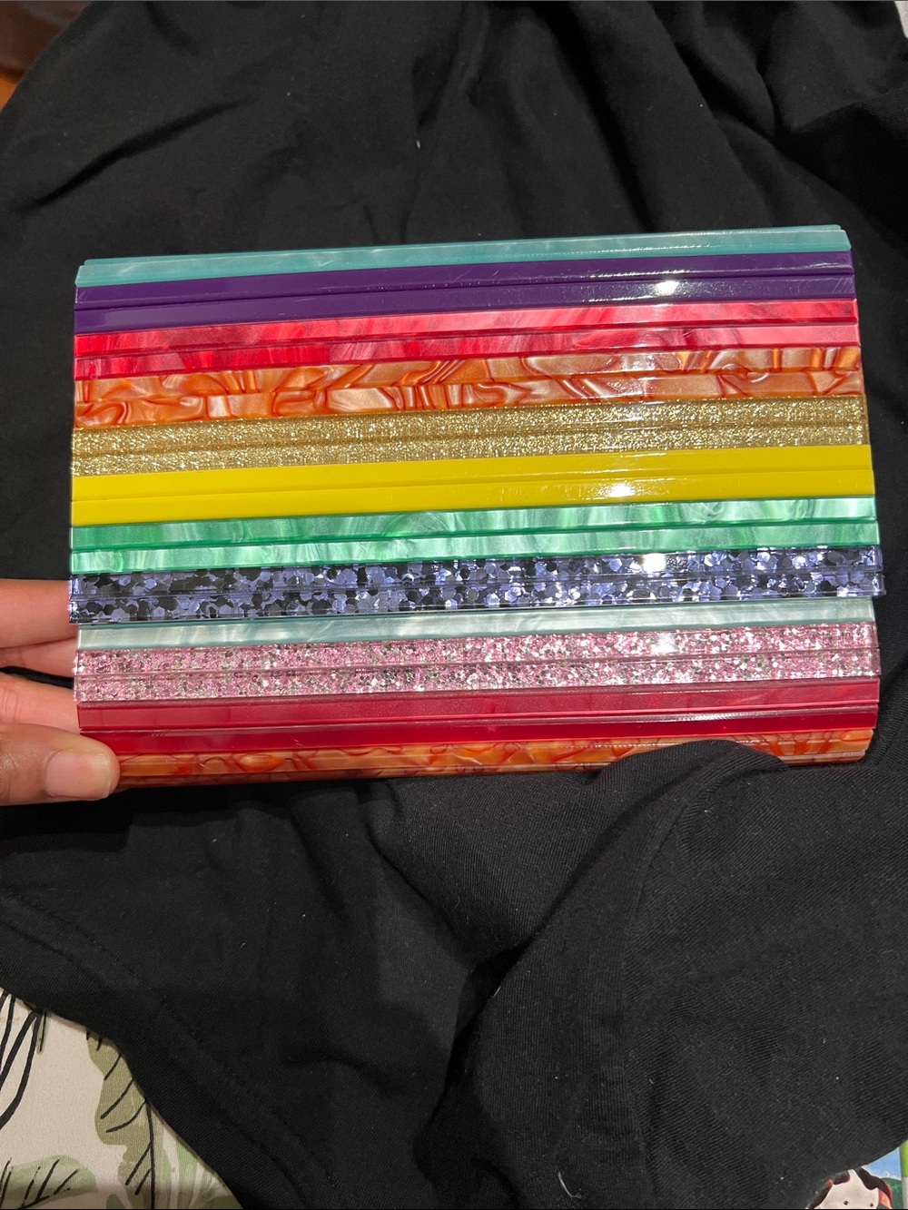 Kurt Geiger Multicolor Striped Acrylic Crossbody Clutch